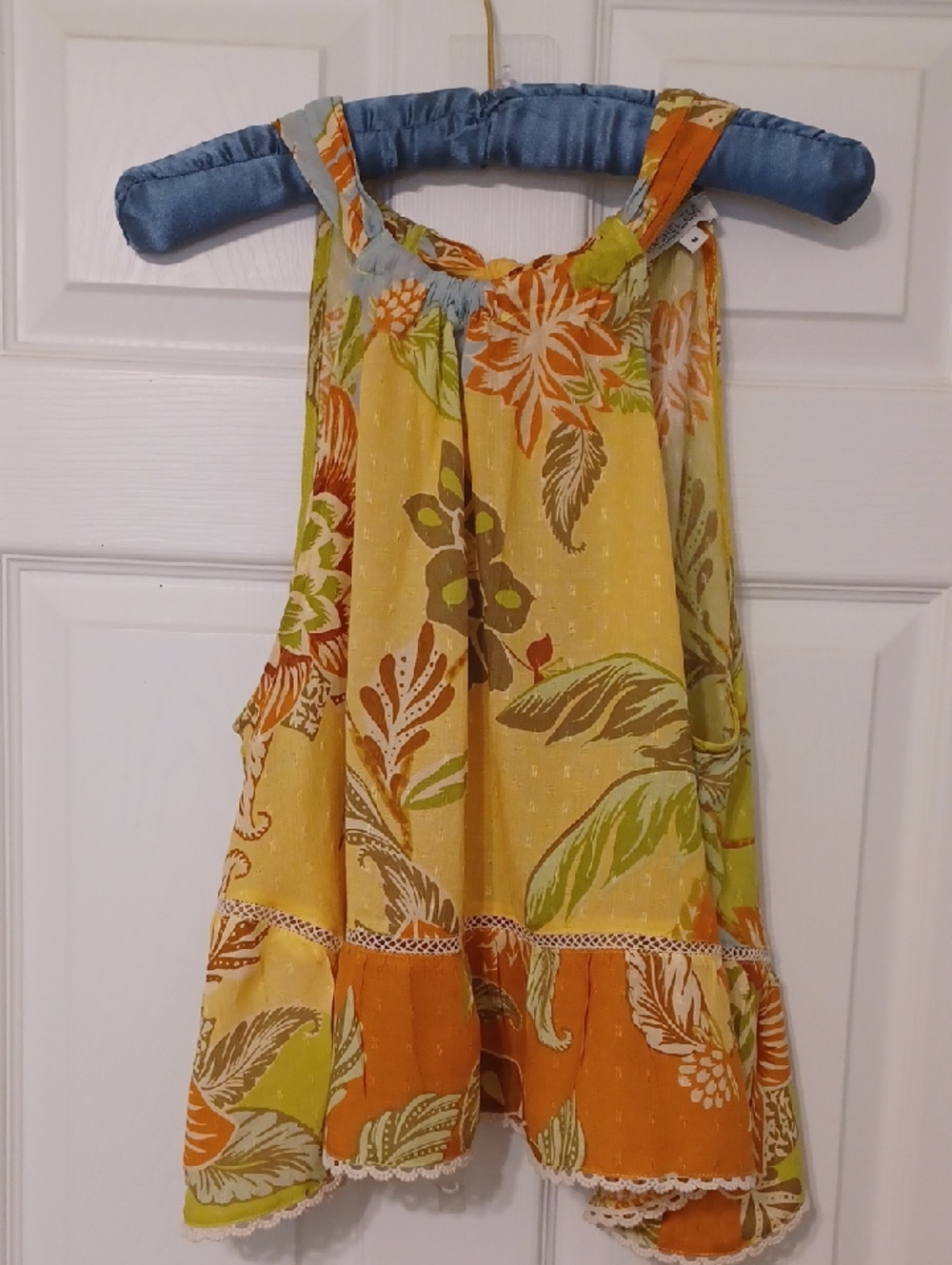 Rachel Zoe Sz M, (Runs Small) Yellow & Orange Floral Tunic With Tie Back.